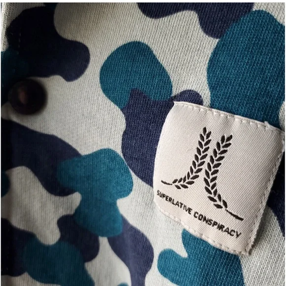 Wesc Men's Bomber Fleece Jacket Blue and Gray Camo Size Small - Picture 4 of 15